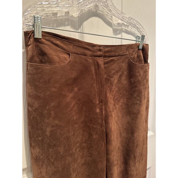 Vintage Kenneth Cole reaction suede leather retro brown high rise lined pants 10 - Picture 5 of 16